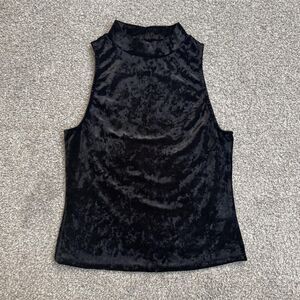 Mudd Tank Top Juniors Medium Black Velvet Mock Neck Party Grunge Punk WhimsyGoth